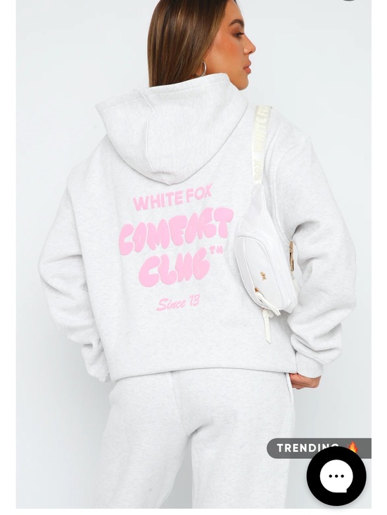 White Fox Boutique Tops - White Fox Boutique Comfort Club Hoodie - Light Gray with Pink Logo